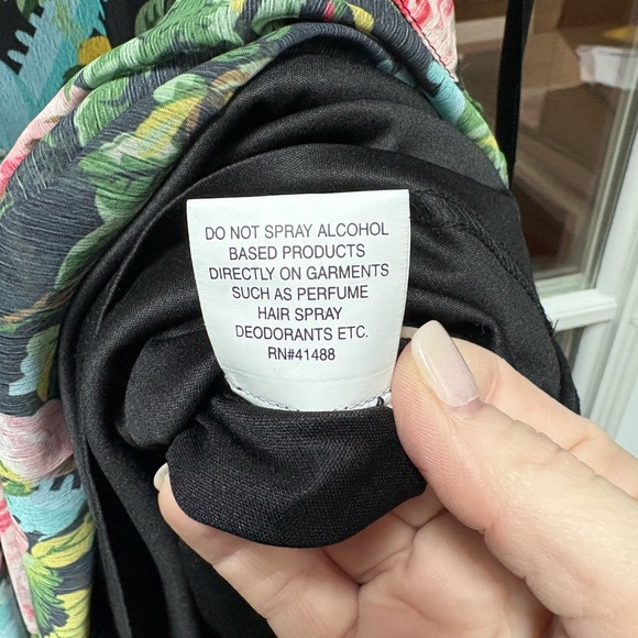 Mac Duggal NWT Floral Print Chiffon Midi Dress Flutter Sleeve Size 12 FLAW - Picture 14 of 15